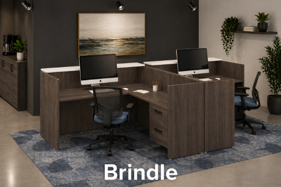 2 Person Reception Desk with Transaction Counter and Storage