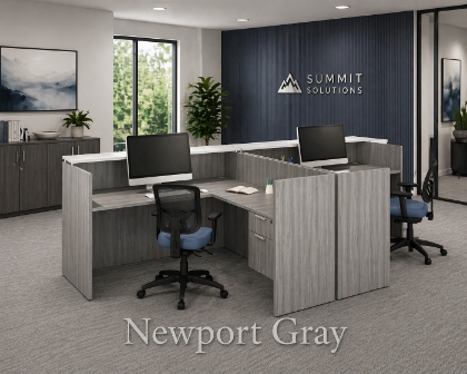 Picture of Modern 2 Person Reception Desk with Transaction Counter & Storage