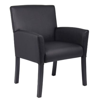 Picture of Reception Chair with Lumbar Support, Black Vinyl and Wood Legs