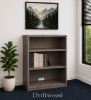 Picture of Office Bookcase with Adjustable Shelves, 36 Inch Height and Open Storage - Driftwood