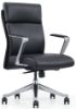 Black mid back leather office chair with arms