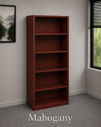Picture of Tall Office Bookcase with Adjustable Shelves - Mahogany