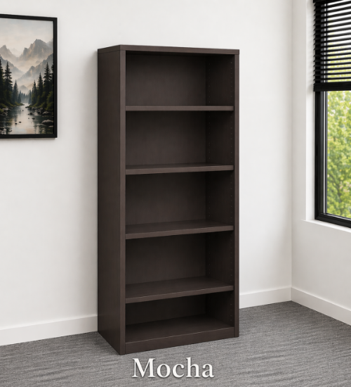 Picture of Tall Office Bookcase with Adjustable Shelves - Mocha