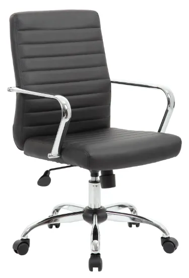 Picture of Office Conference Chair with Arms, Chrome Base & Black Vinyl