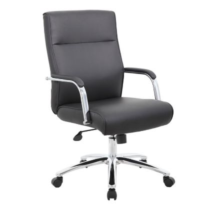 Picture of Office Conference Chair with Arms, Vinyl Upholstery & Chrome Base-Black