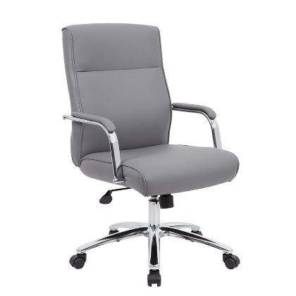 Picture of Office Conference Chair with Arms, Vinyl Upholstery & Chrome Base-Gray