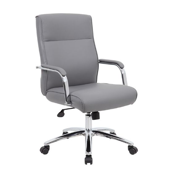 Picture of Office Conference Chair with Arms, Vinyl Upholstery & Chrome Base-Gray