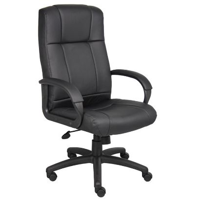Picture of High Back Office Chair with Arms, Black Vinyl & Adjustable Tilt