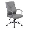 Picture of High Back Executive Conference Chair with Leather Upholstery & Chrome Base-Gray