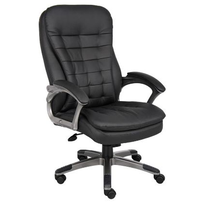 Picture of High Back Executive Office Chair with Pillow Top Cushions & Black Vinyl