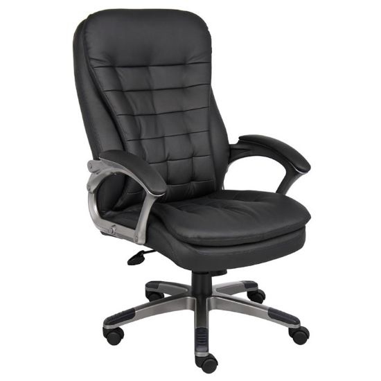 Picture of High Back Executive Office Chair with Pillow Top Cushions & Black Vinyl