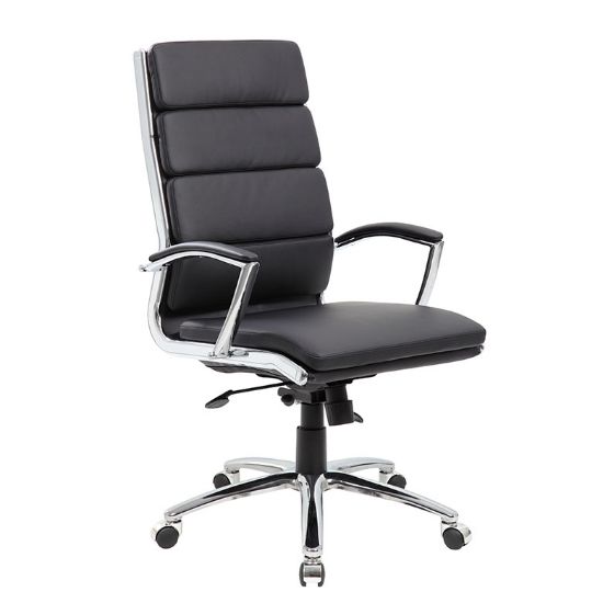 Picture of High Back Executive Conference Chair with Vinyl Upholstery & Chrome Base-Black