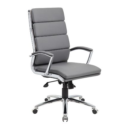 Picture of High Back Executive Conference Chair with Vinyl Upholstery & Chrome Base-Gray