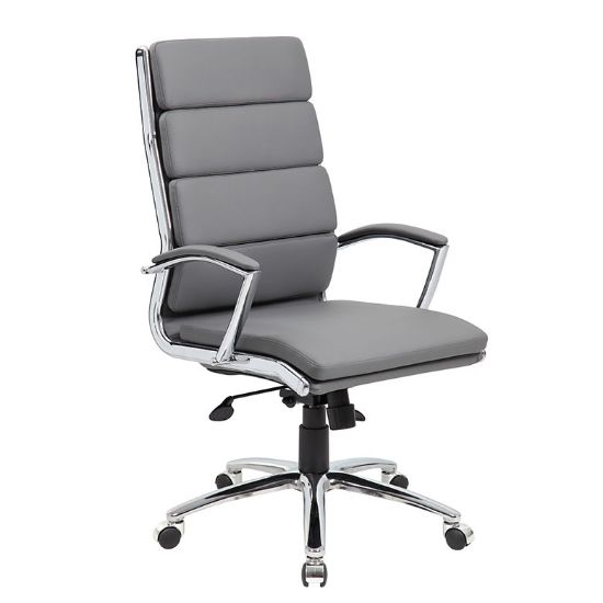 Picture of High Back Executive Conference Chair with Vinyl Upholstery & Chrome Base-Gray