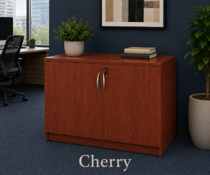 Picture of Office Storage Cabinet with Locking Doors and Adjustable Shelf-Cherry