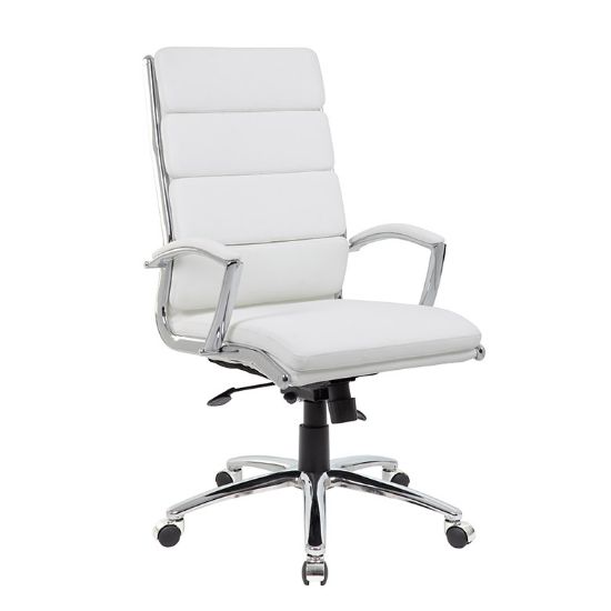 Picture of High Back Executive Conference Chair with Vinyl Upholstery & Chrome Base-White