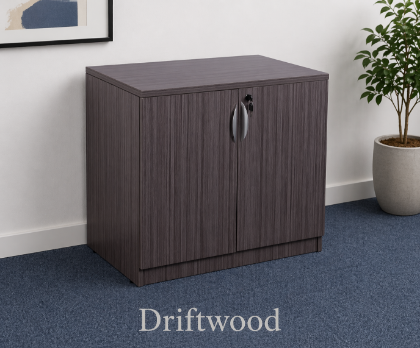 Picture of Office Storage Cabinet with Locking Doors and Adjustable Shelf-Driftwood
