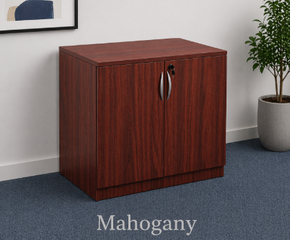 Picture of Office Storage Cabinet with Locking Doors and Adjustable Shelf-Mahogany