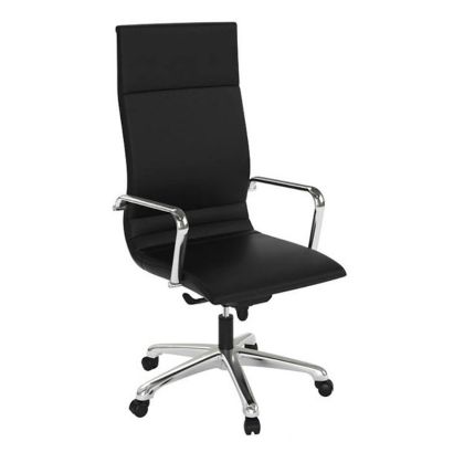 Picture of High Back Conference Chair with Leather Upholstery & Chrome Base-Black