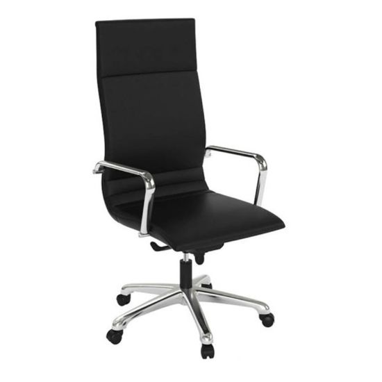 Picture of High Back Conference Chair with Leather Upholstery & Chrome Base-Black
