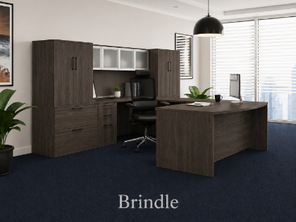 Picture of U Shaped Executive Desk with Hutch, Wardrobe Storage and Lateral Files