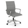 Picture of Mid Back Office Conference Chair with Aluminum Base & Leather Upholstery-Gray