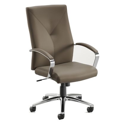 Picture of Office Conference Chair with Upholstered Seat & Chrome Base-Brown