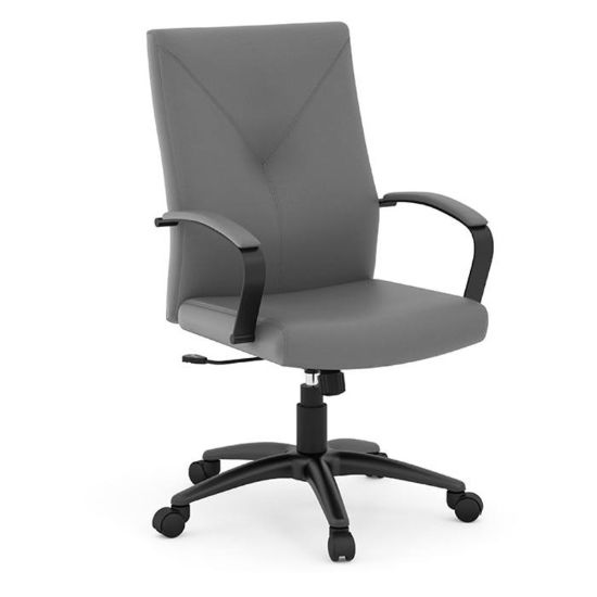 Picture of Office Conference Chair with Gray Upholstered Seat & Black Base