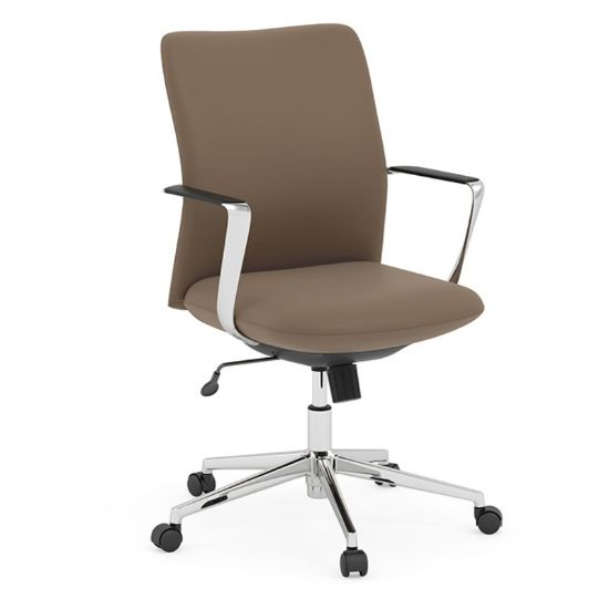 Picture of Executive Conference Chair with Antimicrobial Upholstery & Chrome Base-Brown