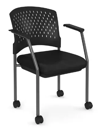 Picture of Premium Rolling Stacking Guest Chair with Arms, Fabric Seat and Casters