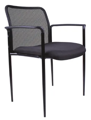 Picture of Stackable Guest Chair with Arms, Mesh Back & Upholstered Seat-Black Fabric