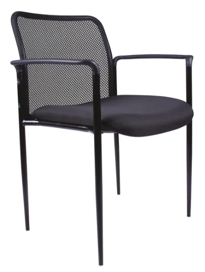 Picture of Stackable Guest Chair with Arms, Mesh Back & Upholstered Seat-Black Fabric