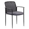 Picture of Rolling Mesh Back Stacking Chair with Casters, Arms and Vinyl Seat