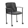 Picture of Stackable Guest Chair with Casters, Mesh Back & Vinyl Seat