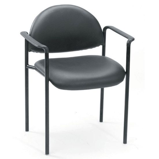 Picture of Stackable Reception Chair with Arms & Upholstered Seat and Back-Black Vinyl