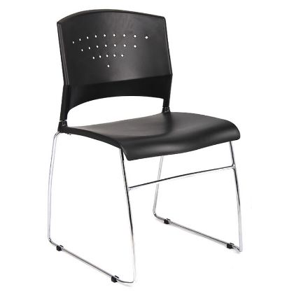 Picture of Modern Break Room Stacking Chair with Chrome Frame and Polypropylene Seat