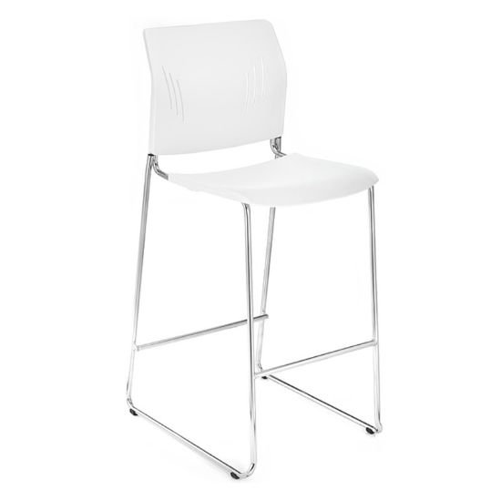Picture of Bar Height Guest Chair with Chrome Frame & Fixed 30" Seat Height-White