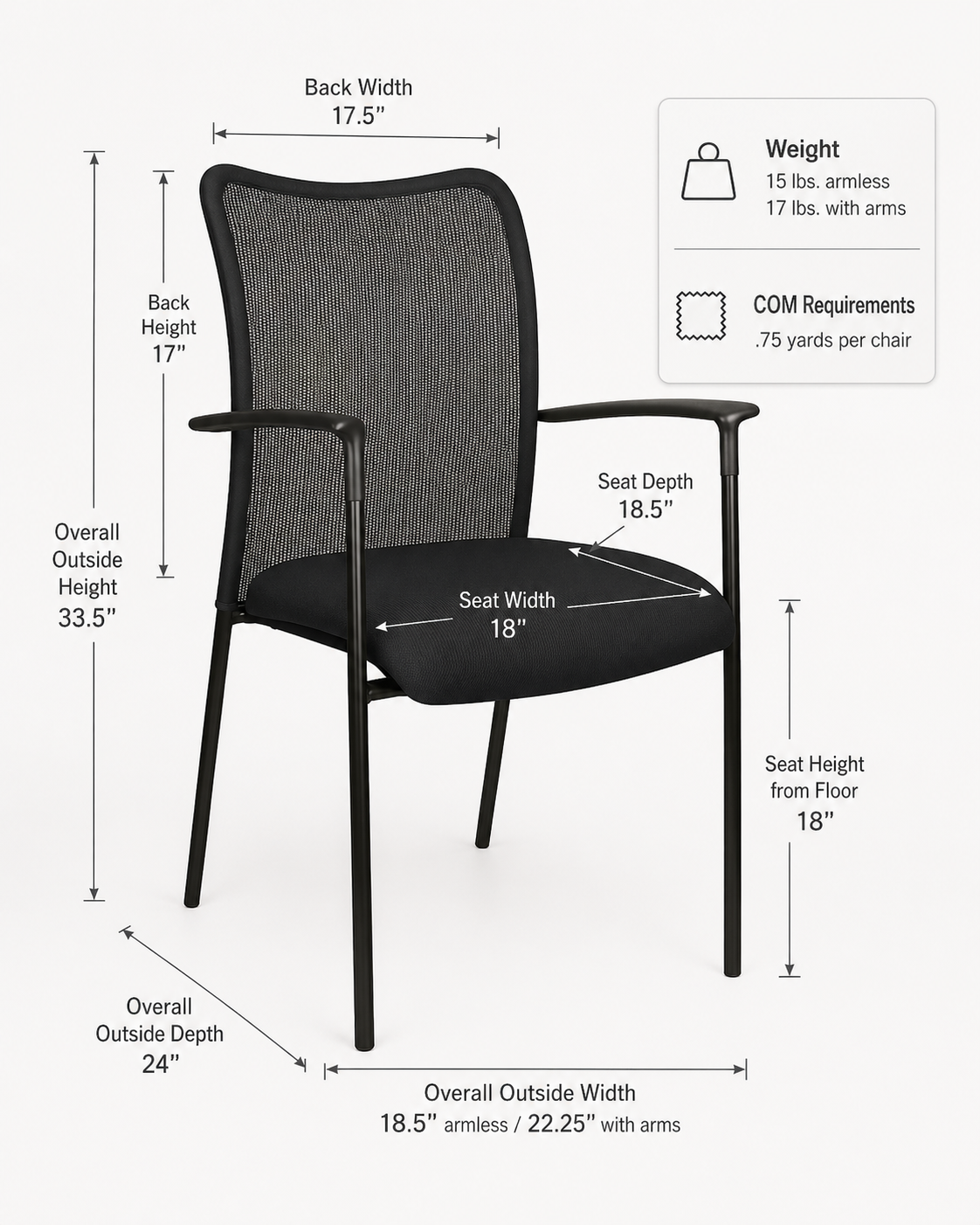 Premium Lobby Stacking Chair with Arms and Mesh Back | Choice Office ...
