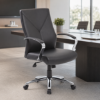 Picture of Executive High Back Leather Boardroom Chair with Chrome Arms and Adjustable Tilt-Black