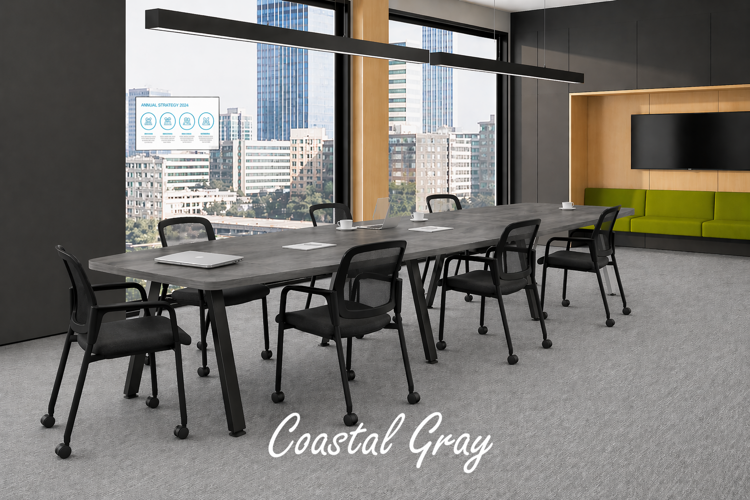 Modern Boat Shaped Conference Table with Metal Legs | Choice Office ...