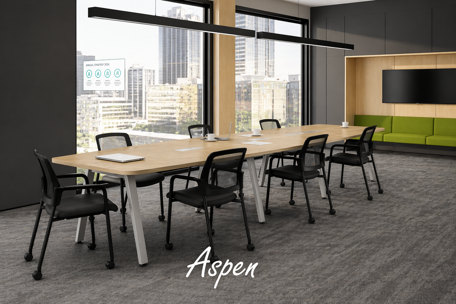 Modern Boat Shaped Conference Table with Metal Legs | Choice Office ...