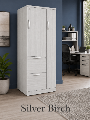 Picture of Executive Wardrobe Storage Cabinet with File Drawers, Shelves and Locking Doors