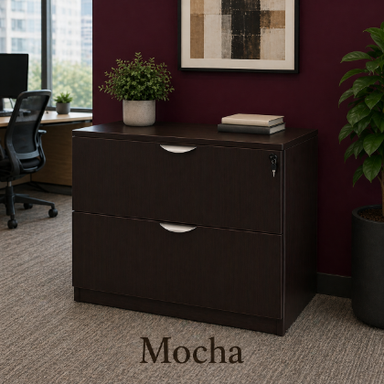 Picture of 2 Drawer Lateral File Cabinet with Locking Drawers for Office Storage-Mocha