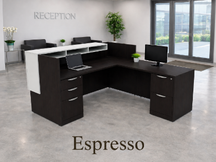 Picture of Executive Modern Reception Desk with Transaction Counter, Locking Drawers and Cable Management