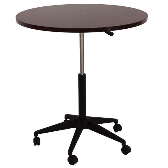 Picture of 32" Round Mahogany Height Adjustable Table on Casters