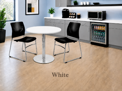 Picture of Modern Round Cafe Table with Brushed Metal Base and Scratch Resistant Top