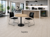 Picture of Modern Round Cafe Table with Black Metal Base and Scratch Resistant Top