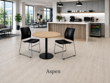 Picture of Modern Round Cafe Table with Black Metal Base and Scratch Resistant Top