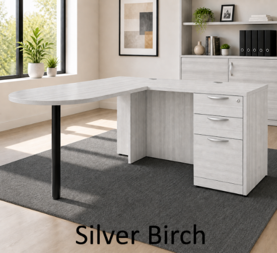 Picture of L Shaped Peninsula Desk with Storage, Reversible Return and Drawers
