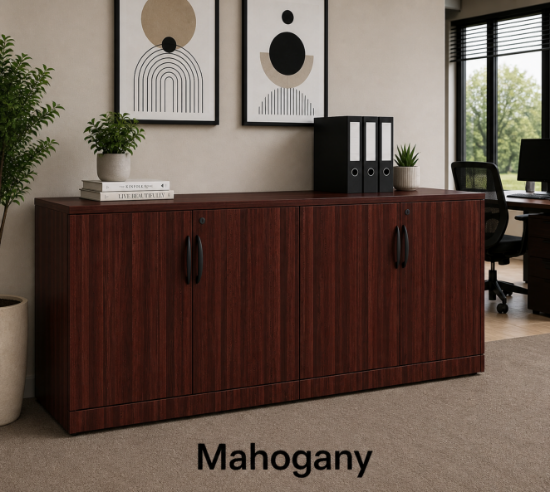 Picture of Double Storage Cabinet Credenza with Locking Doors and Adjustable Shelves